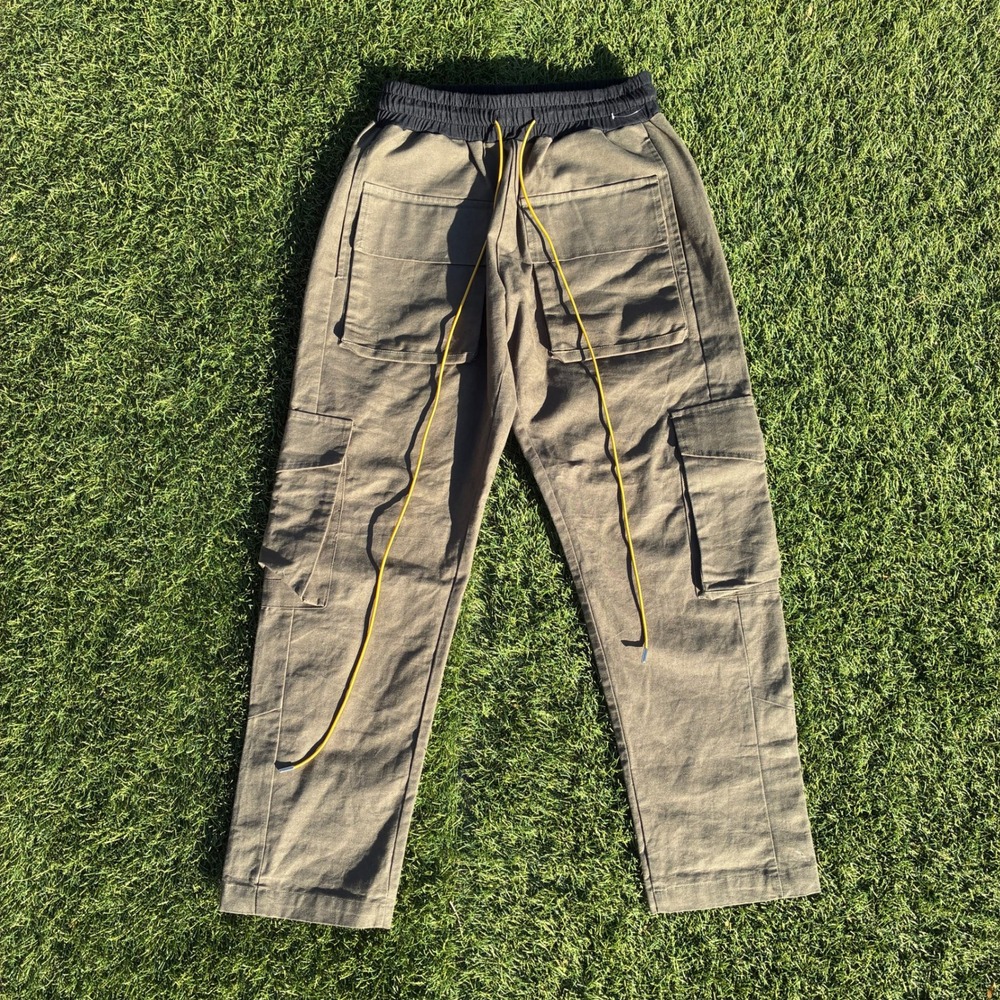 MNML Womens Small Olive Green Canvas Cargo Pants Straight Leg Utility Pockets